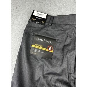 Axist Pants Mens 34x30 Charcoal No Iron Pleated Dress Slacks Wrinkle Resistant